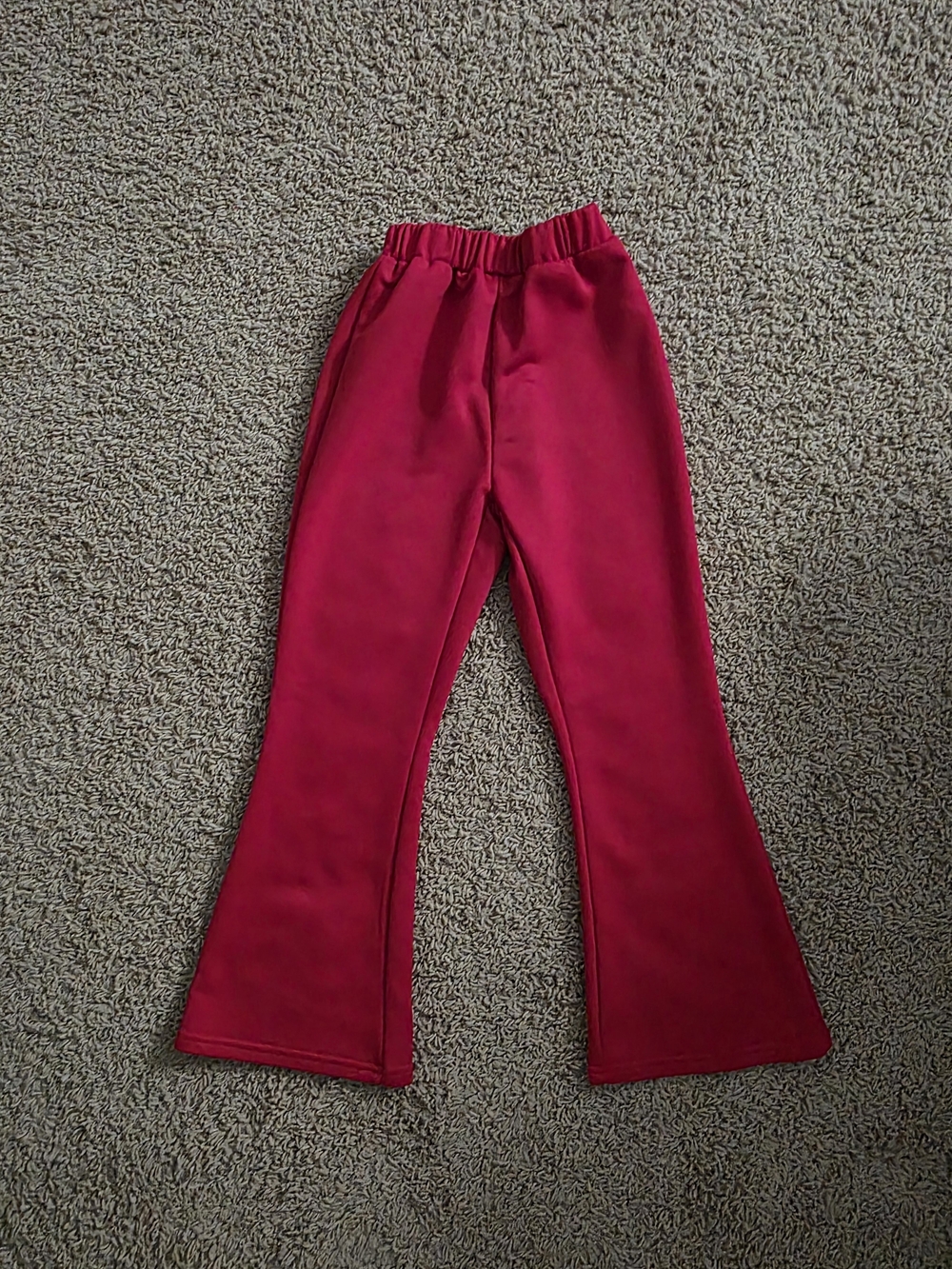 Girls' Bright Red Flare Knit Pants